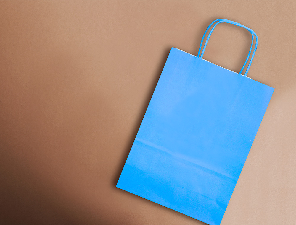 SAC PAPIER Q-CONNECT CELLULOSE M ANSE TORSADEE 270X370X12MM COLORIS BLEU CIEL