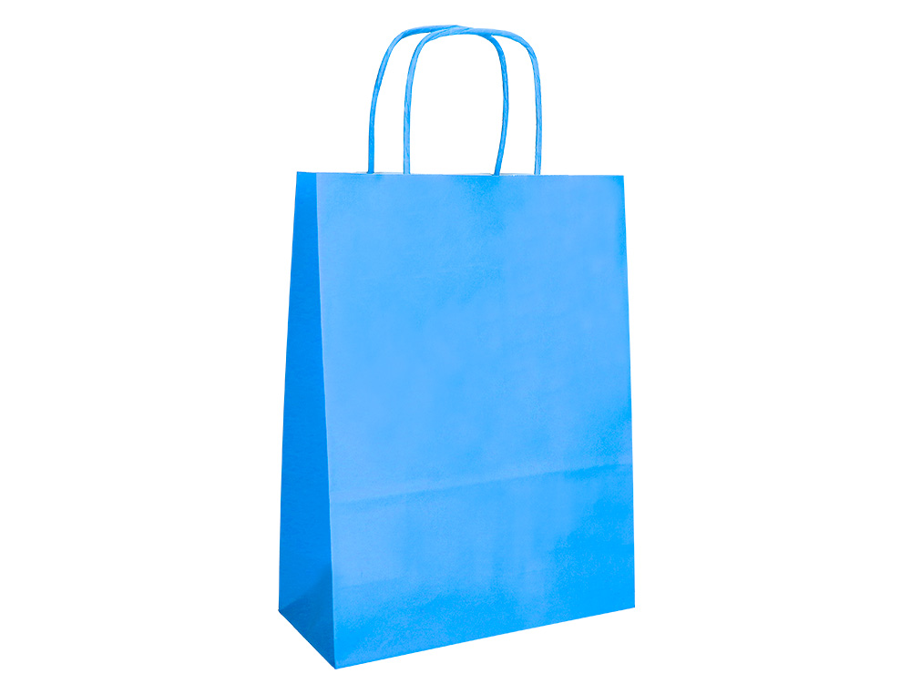 SAC PAPIER Q-CONNECT CELLULOSE M ANSE TORSADEE 270X370X12MM COLORIS BLEU CIEL