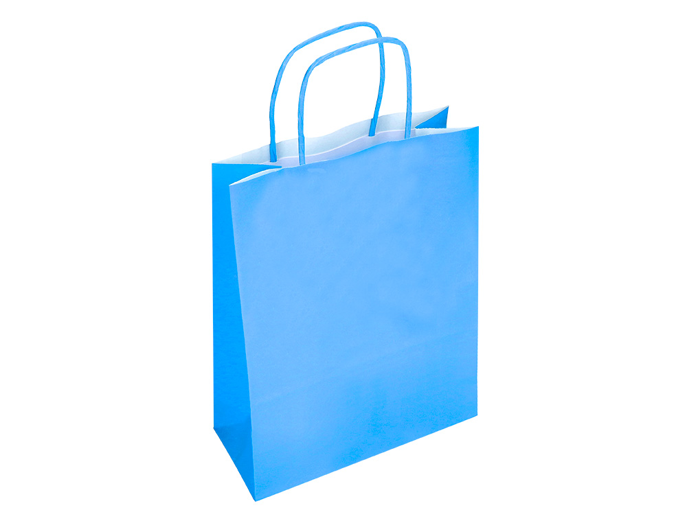 SAC PAPIER Q-CONNECT CELLULOSE M ANSE TORSADEE 270X370X12MM COLORIS BLEU CIEL