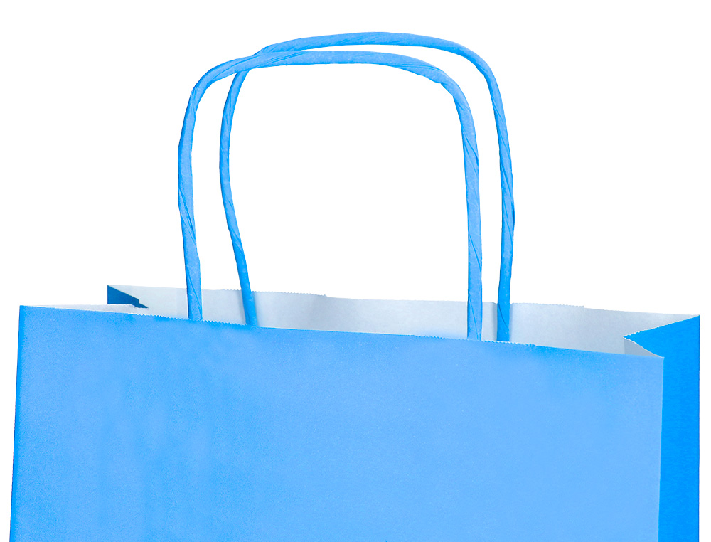 SAC PAPIER Q-CONNECT CELLULOSE M ANSE TORSADEE 270X370X12MM COLORIS BLEU CIEL