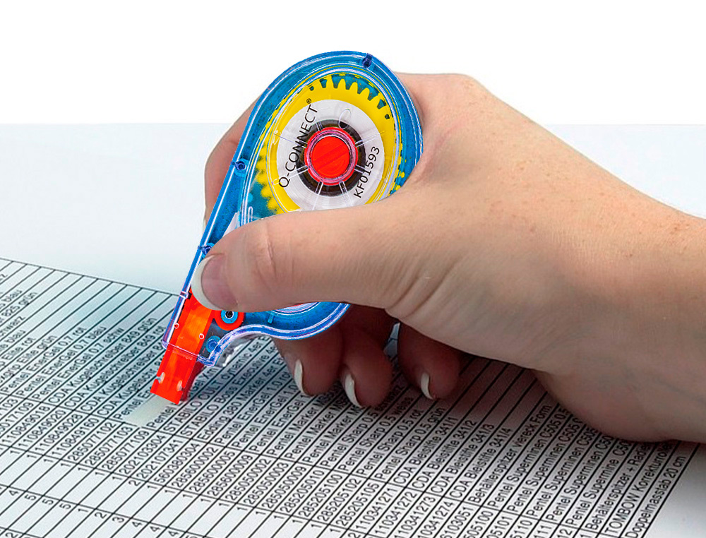 CORRECTEUR Q-CONNECT DVIDOIR RUBAN 5MMX8M CORRECTION LATRALE RCRITURE IMMDIATE INVISIBLE PHOTOCOPIE