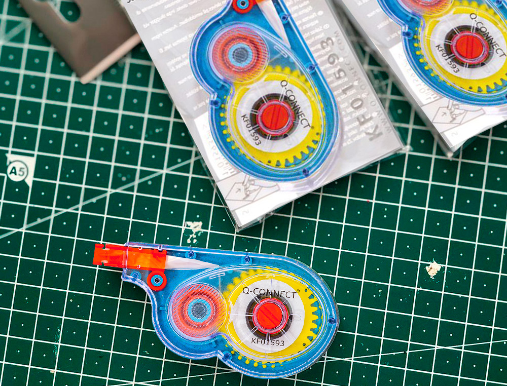 CORRECTEUR Q-CONNECT DVIDOIR RUBAN 5MMX8M CORRECTION LATRALE RCRITURE IMMDIATE INVISIBLE PHOTOCOPIE