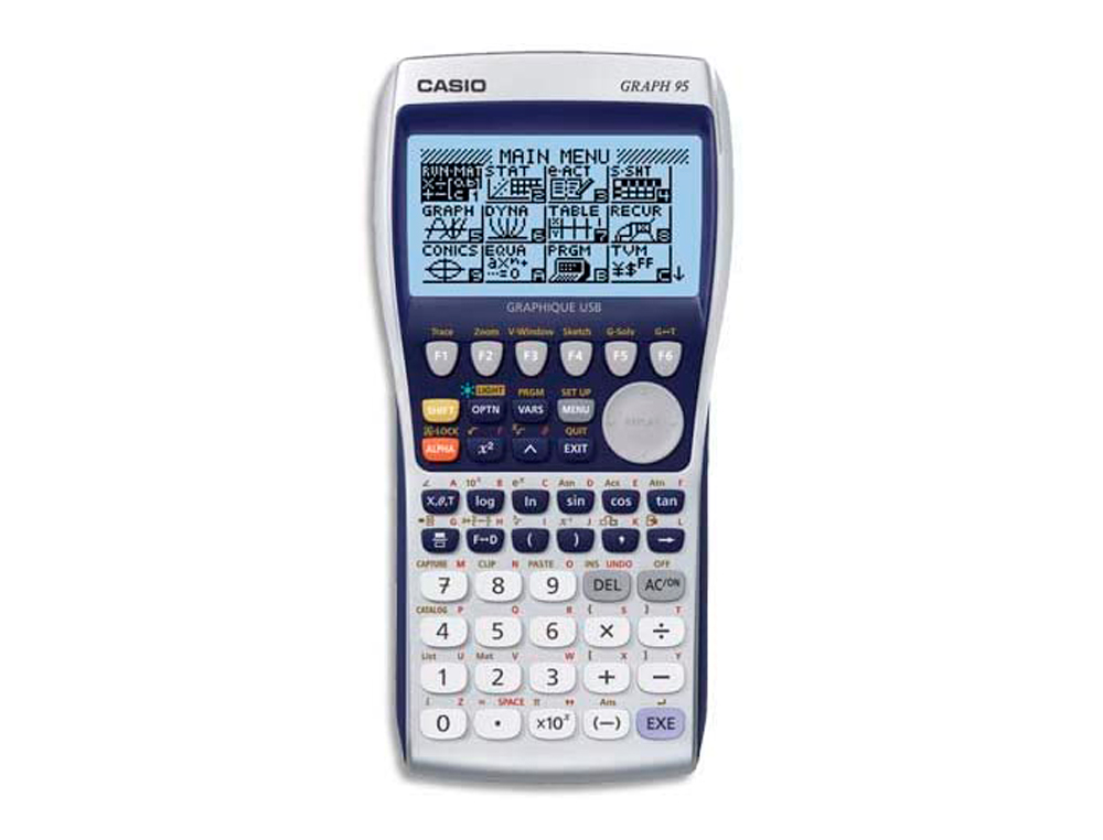 CALCULATRICE CASIO GRAPHIQUE GRAPH 95 GRAND ÉCRAN ÉCRITURE NATURELLE MÉMOIRE 61KO RAM 1.5 MO FLASH ROM 184.5X92.5X24MM