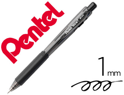 STYLO-BILLE PENTEL WOW POINTE 1MM RTRACTABLE GRIP CAOUTCHOUC CORPS TRIANGULAIRE ERGONOMIQUE ENCRE COLORIS NOIR