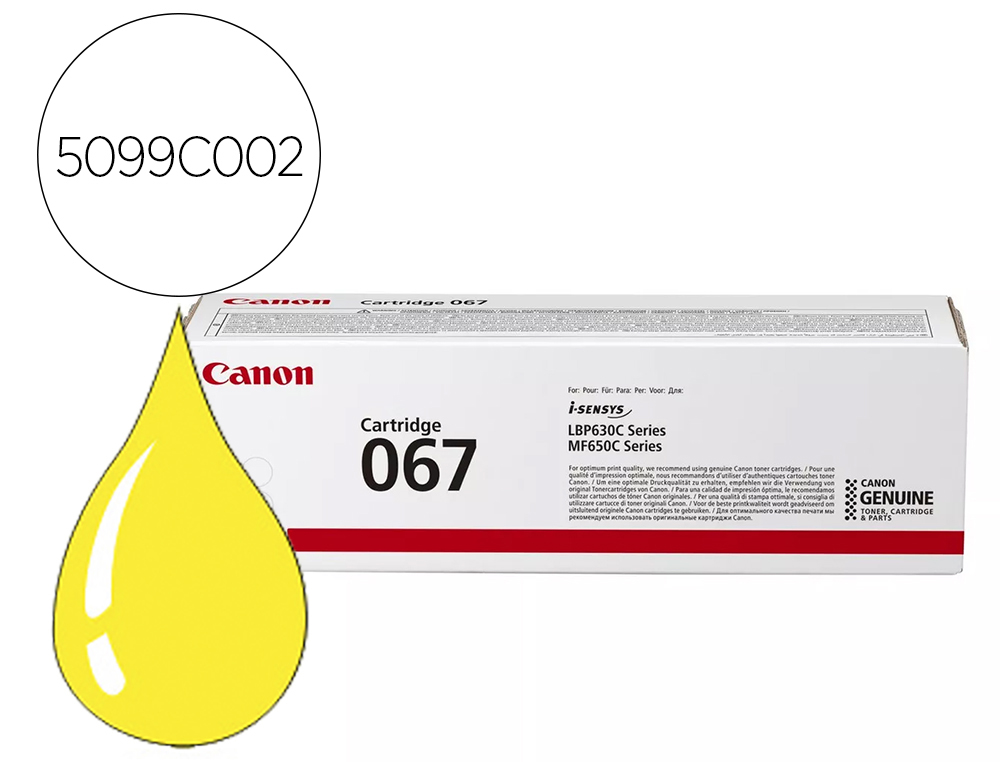TONER CANON 067 ORIGINAL 1250P JAUNE
