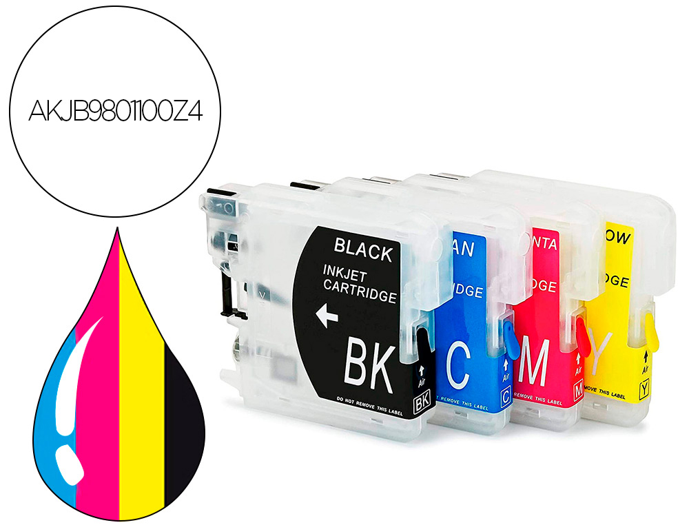 PACK DE 4 CARTOUCHE HYPERBUROS COMPATIBLES BROTHER LC-980/1100