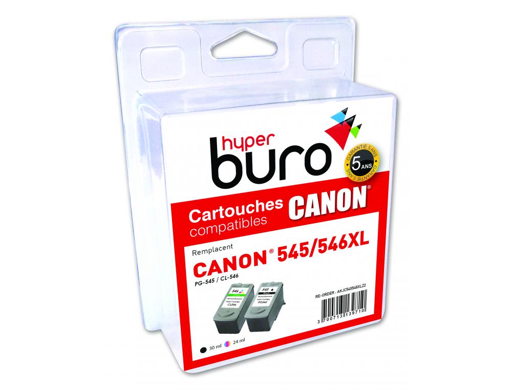 PACK DE 2 CARTOUCHE HYPERBURO JET D'ENCRE REMA CANON PG-545XL/CL-546XL