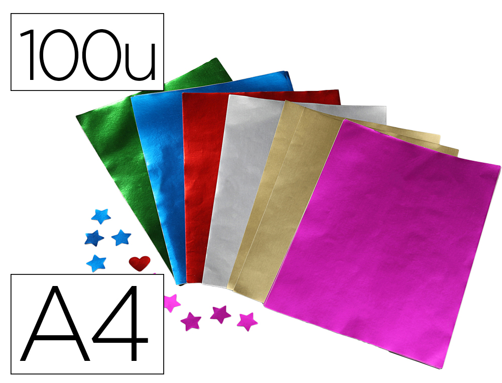 FEUILLE METALLISEE O'COLOR A4 COLORIS ASSORTIS SACHET 100   UNITES