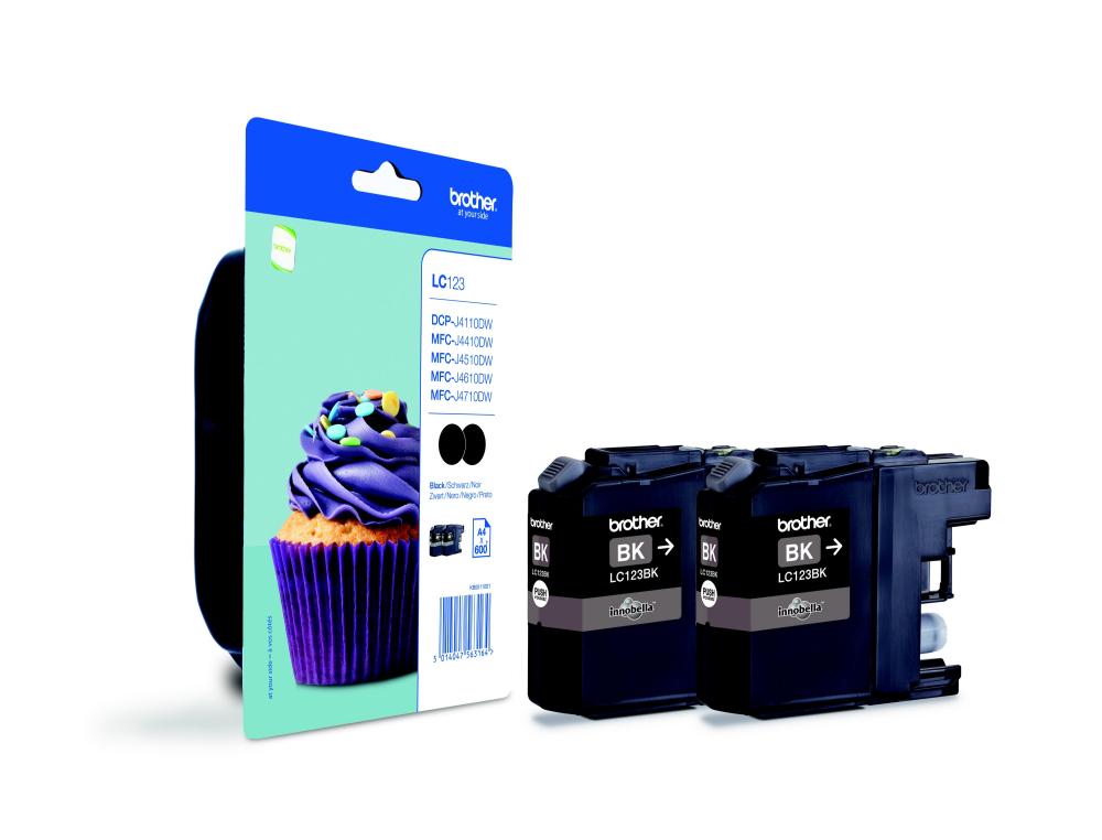 CART.BROTHER LC123BK PACK2 PACK DE 2 CARTOUCHES JET D'ENCRE BROTHER LC-123 NOIRES