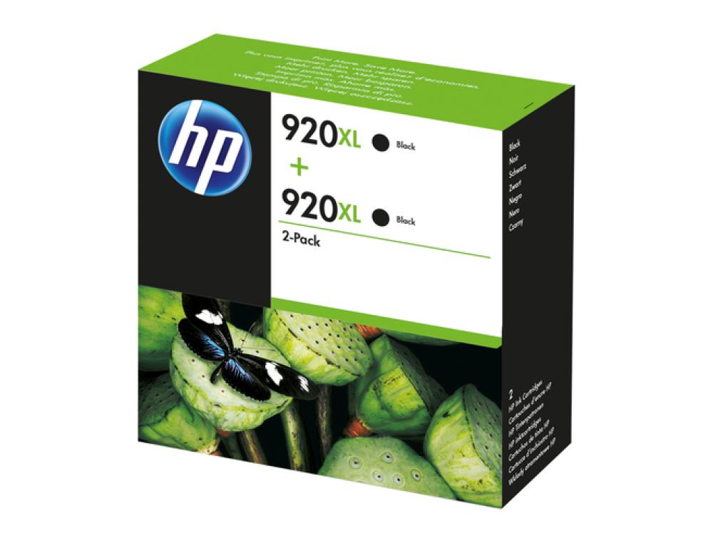 CART.HP 920XL BI-PACK NOIR HP 920XL, Rendement lev (XL), Encre  pigments, 1200 pages, 2 pice(s), Multi pack