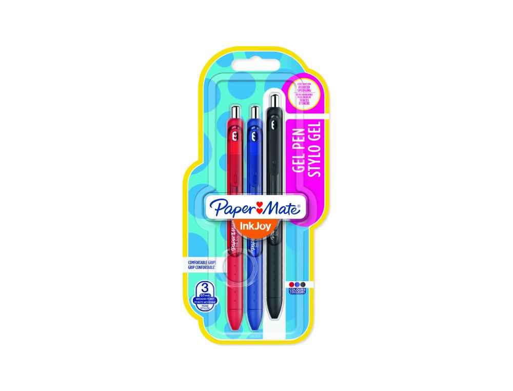 ROLLER INKJOY GEL RT STD BL.3 ROLLER INKJOY GEL - PAPERMATE - POINTE M - LOT DE 3