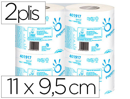 PAPIER TOILETTE ECOLABEL 2 PLIS PURE OUATE EMBALLAGE INDIVIDUEL BLANC FEUILLE 11X9,5CM PAQUET 4 ROULEAUX 200F