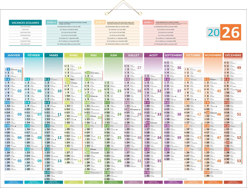 CALENDRIER BANCAIRE AVEC CARTEEUROPE 55X43 CM