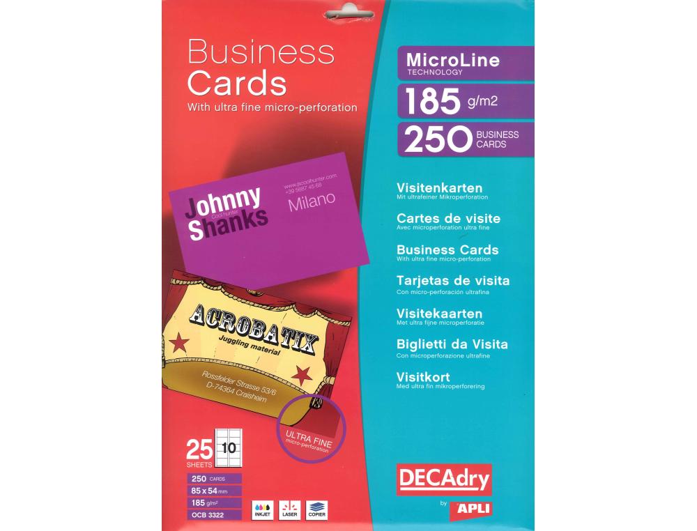 CARTES DE VISITE OCB 3322 (250250 INSERTS IMPRIMABLES MICROPERFORS POUR BADGES DECADRY BY APLI