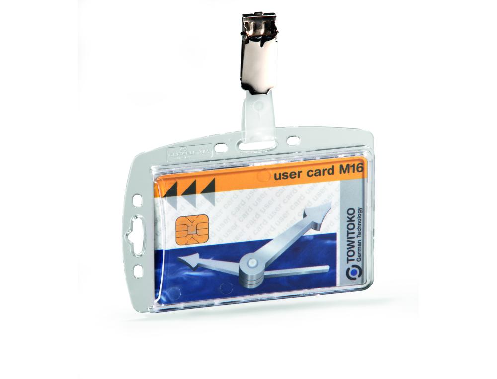 BADGE PORTE-CARTE A CLIP B/25 BOITE DE 25 KITS PORTE BADGE POUR CARTE DE SECURITE AVEC CLIP DURABLE