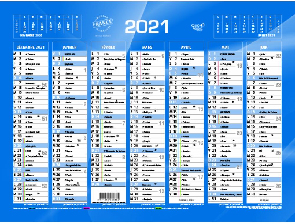 CALENDRIER QV BANQUE 18X13,5BLCALENDRIER BANQUE - 18X13.5CM - BLEU